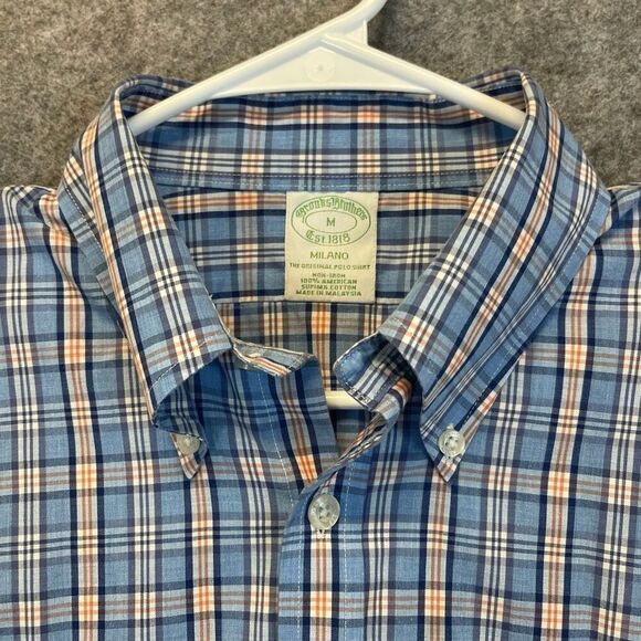 BROOKS BROTHERS Milano Fit Non-Iron 100% Supima Cotton Plaid Shirt Men’s Medium - Picture 3 of 11